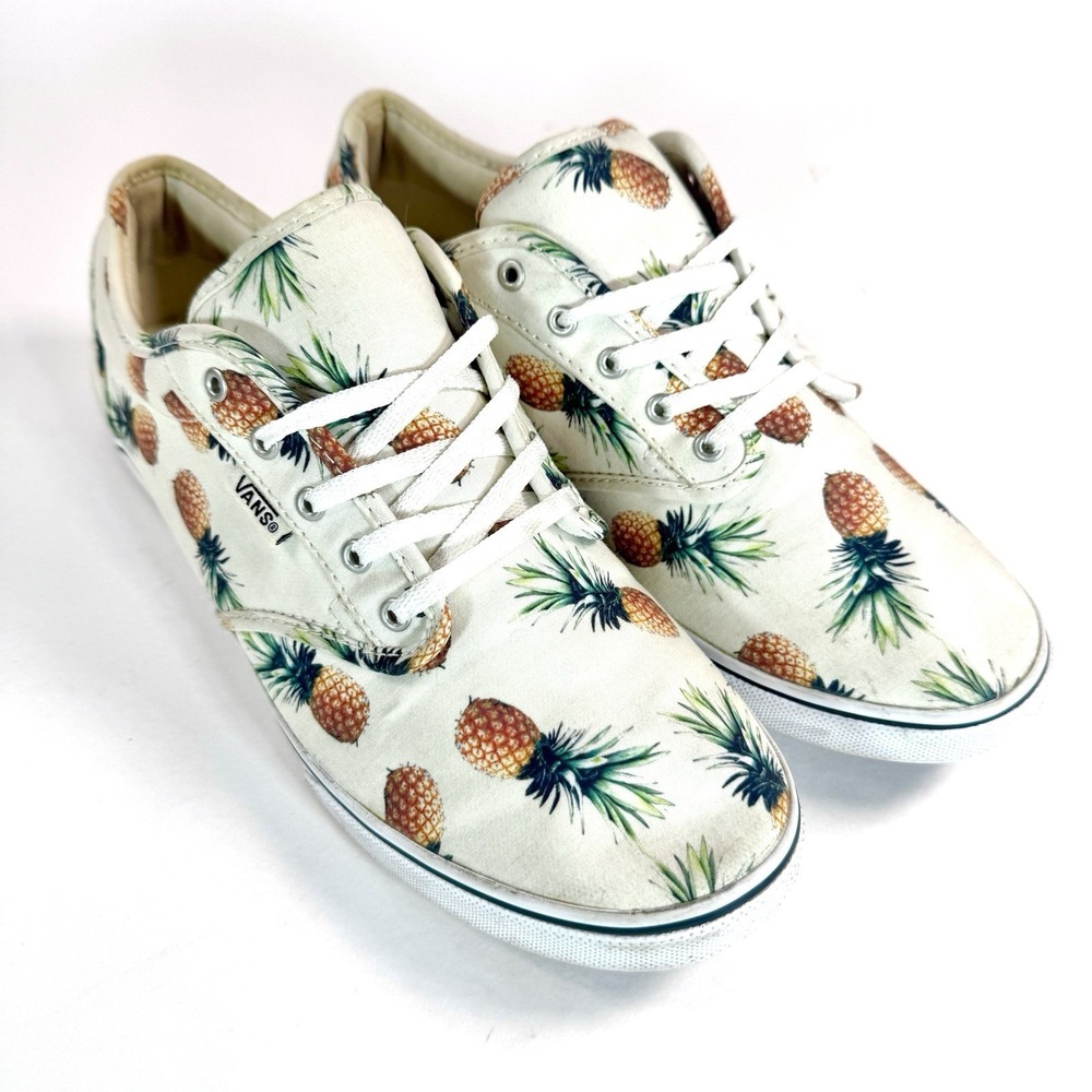 Vans Pineapple Print‎ Sneakers Womens 10 White Tropical Canvas Low Top